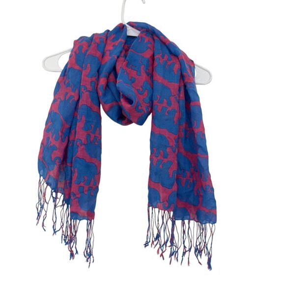 Lilly Pulitzer Silk&Cashmere Elephant Print Scarf  27''X74'' Multifuntional Wrap - Picture 11 of 12
